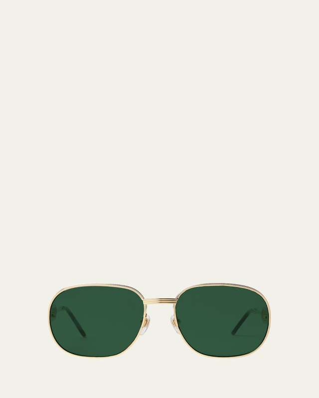 Logo Mixed-Media Round Sunglasses